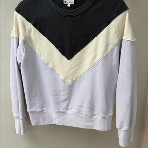 Sundry Colorblock Chevron Crewneck - Black, Cream & Lavender